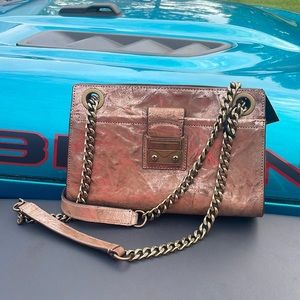 Frye Ella double handle crossbody dark taupe metallic